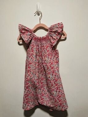 Simplee Toddler Smocked Summer Short Sleeve Dresses Floral Print Sundress Dress